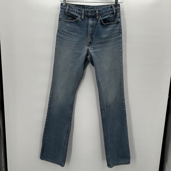 Vintage 70s Levis 517 Denim Jeans 30x35 Orange Tab Boot Cut Thrashed Distressed